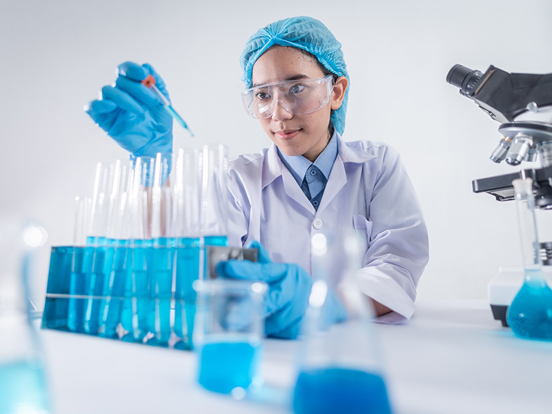 a researcher doing studies in a laboratory