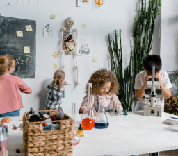 kids exploring science in a lab